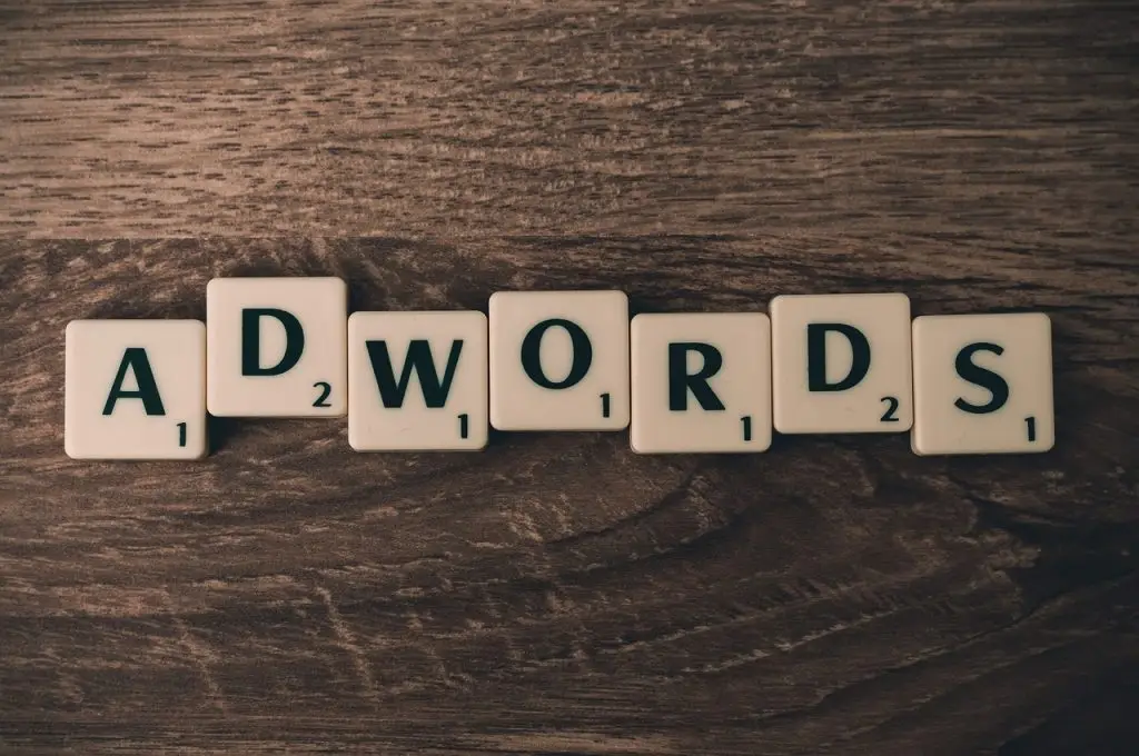 scrabble tiles spelling the word adwords