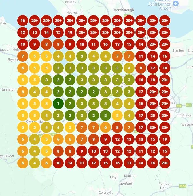 image of a map with red dots on